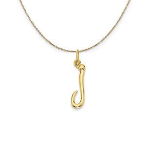 14k Yellow Gold, Claire Mini Lower Case Initial J Necklace - 22 Inch